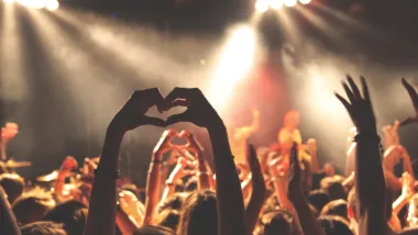 A concert with crowd hands